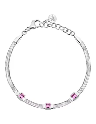 Bracciale Gioia maglia snake cristalli rosa Donna Morellato