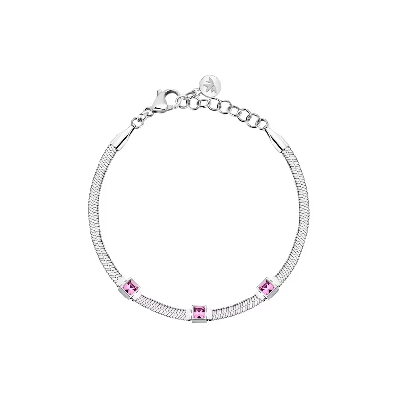 Bracciale Gioia maglia snake cristalli rosa Donna Morellato