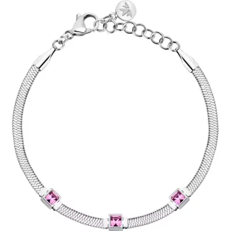 Bracciale Gioia maglia snake cristalli rosa Donna Morellato