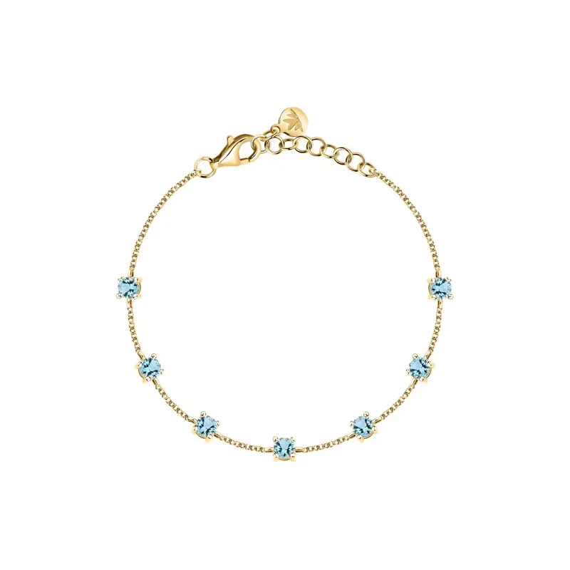 Bracciale dorato Tesori con zirconi azzurri Donna Morellato