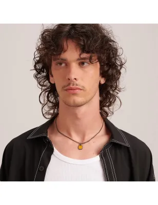 Collana catena grumetta Pvd Rutenio Occhio tigre Ink UOMO Brosway