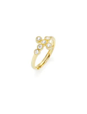 Anello dorato regolabile Croce con zirconi Donna Amen