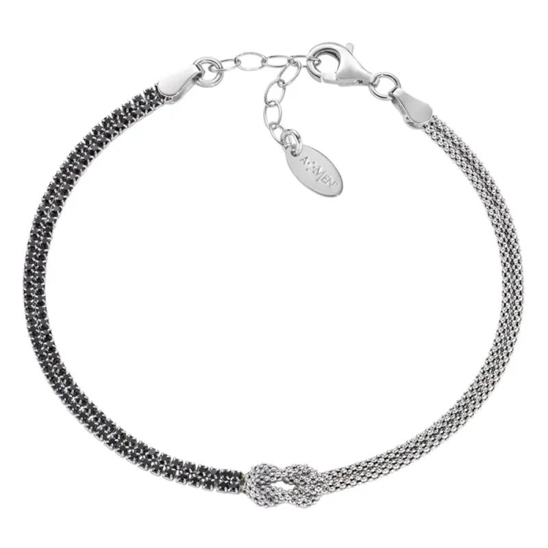Bracciale Nodo d'Amore zirconi neri Donna Amen Bracciale Nodo d'Amore zirconi neri Donna Amen