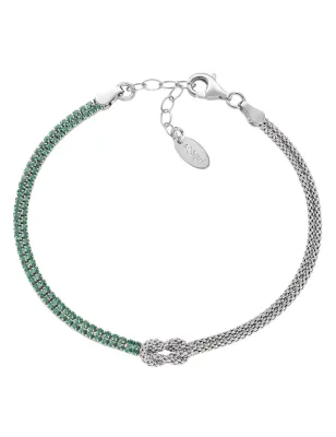 Bracciale Nodo d'Amore zirconi verdi Donna Amen