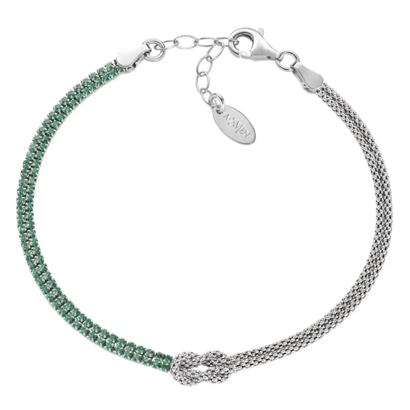 Bracciale Nodo d'Amore zirconi verdi Donna Amen Bracciale Nodo d'Amore zirconi verdi Donna Amen