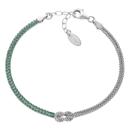 Bracciale Nodo d'Amore zirconi verdi Donna Amen