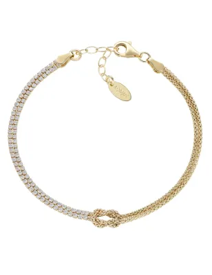 Bracciale Nodo d'Amore dorato con zirconi bianchi Donna Amen