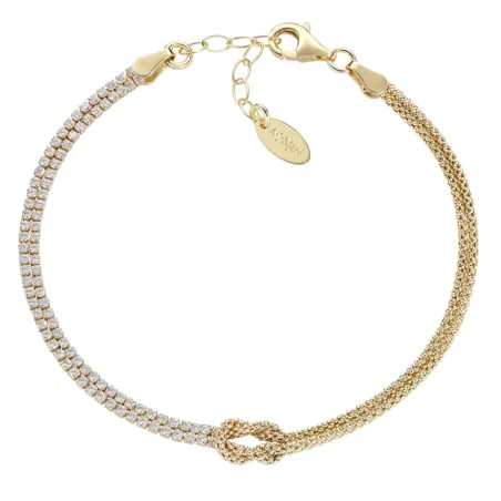 Bracciale Nodo d'Amore dorato con zirconi bianchi Donna Amen