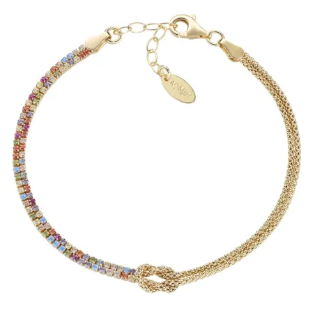 Bracciale Nodo d'Amore dorato con zirconi multicolor Donna Amen