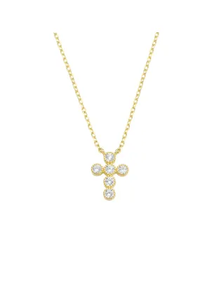 Collana Croce dorata con zirconi bianchi Donna Amen