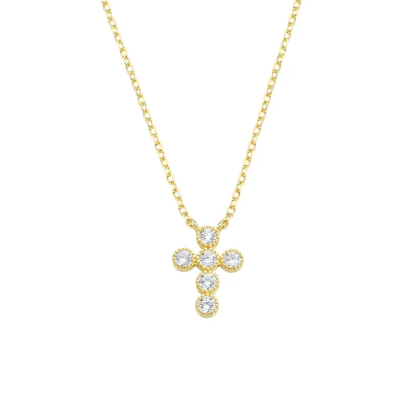 Collana Croce dorata con zirconi bianchi Donna Amen Collana Croce dorata con zirconi bianchi Donna Amen