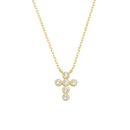Collana Croce dorata con zirconi bianchi Donna Amen