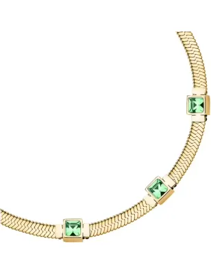 Bracciale dorato Gioia maglia snake cristalli verdi Donna Morellato