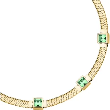 Bracciale dorato Gioia maglia snake cristalli verdi Donna Morellato