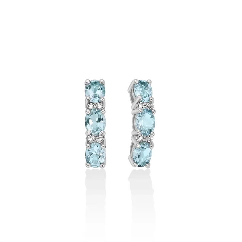 Orecchini trilogy acquemarine ovali diamanti Donna Miluna Orecchini trilogy acquemarine ovali diamanti Donna Miluna