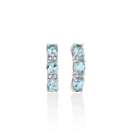 Orecchini trilogy acquemarine ovali diamanti Donna Miluna