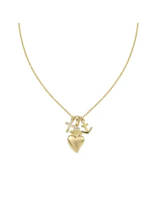 Collana dorata ciondoli Fede, Speranza, Carità Donna Amen