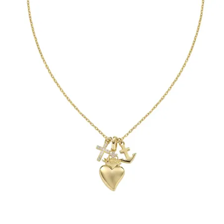 Collana dorata ciondoli Fede, Speranza, Carità Donna Amen