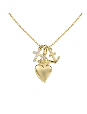 Collana dorata ciondoli Fede, Speranza, Carità Donna Amen