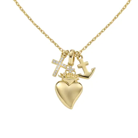 Collana dorata ciondoli Fede, Speranza, Carità Donna Amen