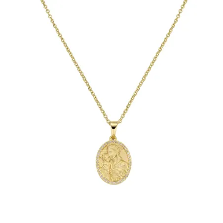 Collana dorata medaglia con Madonna e Bambino Donna Amen