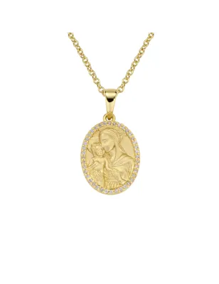 Collana dorata medaglia con Madonna e Bambino Donna Amen