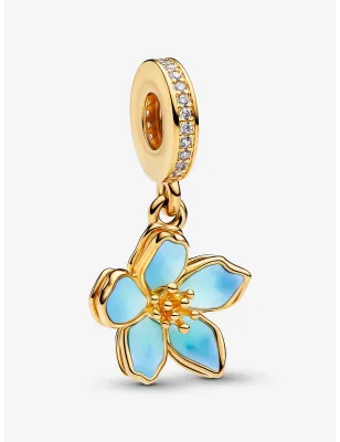 Charm Pendente dorato Fiore di Ciliegio Blu Donna Pandora