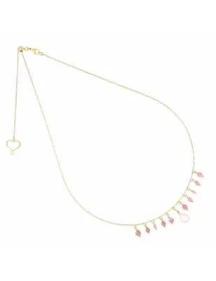 Girocollo Goccia Quarzo rosa e Tormalina Donna Maman et Sophie