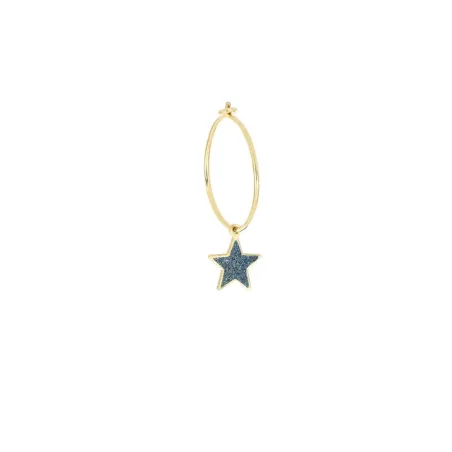 Monorecchino cerchio 18Kt Stella polvere blu Maman et Sophie