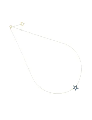 Girocollo 18KT Stella traforata polvere blu Maman et Sophie