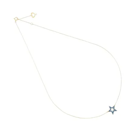 Girocollo 18KT Stella traforata polvere blu Maman et Sophie