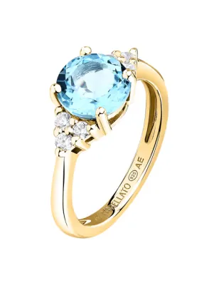 Anello dorato solitario zircone azzurro centrale mis.16 Donna Morellato