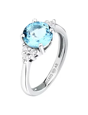 Anello solitario zircone azzurro centrale mis.16 Donna Morellato