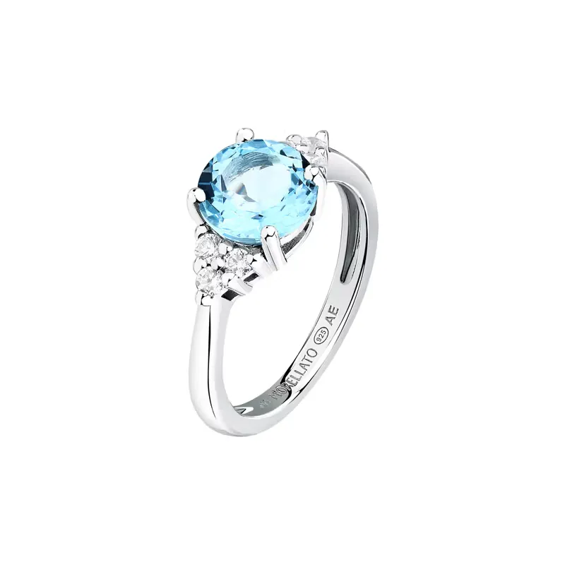 Anello solitario zircone azzurro centrale mis.16 Donna Morellato
