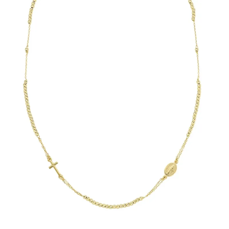 Collana dorata stile Rosario con sfere diamantate Donna Amen Collana dorata stile Rosario con sfere diamantate Donna Amen