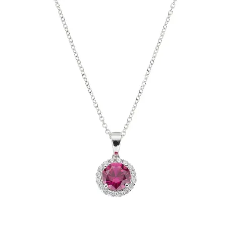 COLLANA DIAMOND ZIRCONE TONDO RUBINO DONNA AMEN  CLLUBOBBRZ Amen