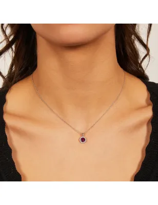 COLLANA DIAMOND ZIRCONE TONDO RUBINO DONNA AMEN  CLLUBOBBRZ Amen