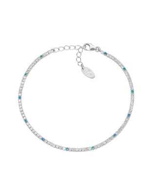 BRACCIALE TENNISMANIA ZIRCONI ACQUAMARINA E BIANCHI AMEN BT1B7BAC17 Amen