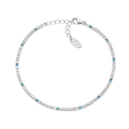 BRACCIALE TENNISMANIA ZIRCONI ACQUAMARINA E BIANCHI AMEN BT1B7BAC17 Amen