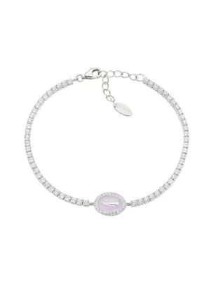 Bracciale Tennis con Miracolosa e smalto Rosa perla Donna Amen