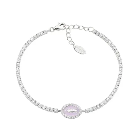 Bracciale Tennis con Miracolosa e smalto Rosa perla Donna Amen