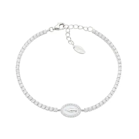 Bracciale Tennis con Miracolosa e smalto bianco perla Donna Amen