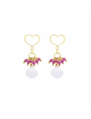 Orecchini Cuore Maman Calcedonio e Rubellite Donna Maman et Sophie