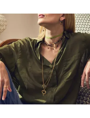 Collana con pendente Cuore Maman satinato grande Maman et Sophie