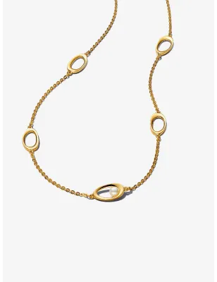 Collana dorata Ovali Linea Sinuosa e Perla Donna Pandora