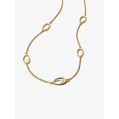 Collana dorata Ovali Linea Sinuosa e Perla Donna Pandora