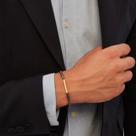 Bracciale Ematite Acciaio rose gold B Rocks UOMO Breil