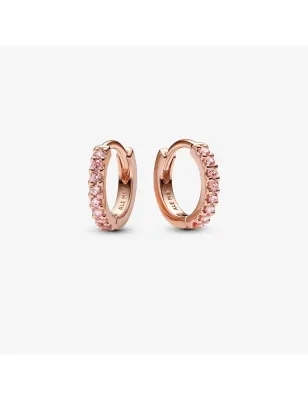 Orecchini Cerchi Piccoli Pavè Placcatura Oro Rosa 14k DONNA Pandora