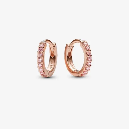 Orecchini Cerchi Piccoli Pavè Placcatura Oro Rosa 14k DONNA Pandora