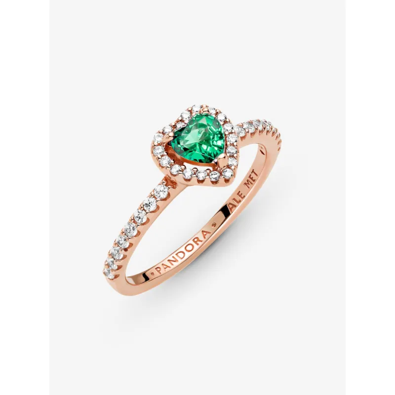 Anello rosé Cuore in rilievo Verde mis.50 Donna Pandora